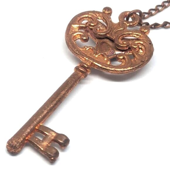 Handmade Shark Tooth Copper Key Necklace - Picture 3 of 7